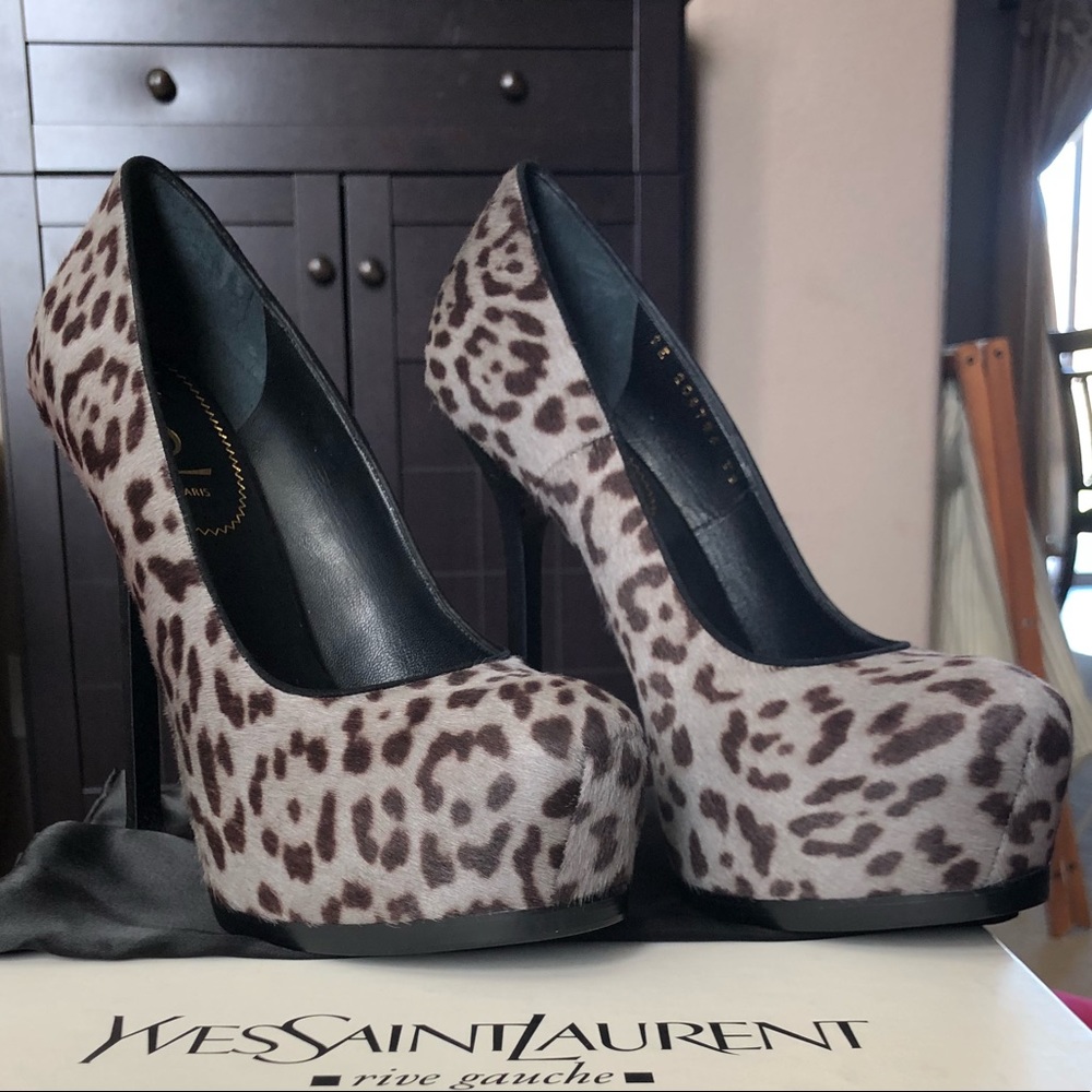YSL Tribtoo 105 pump in Unileopard Anthracite BNIB